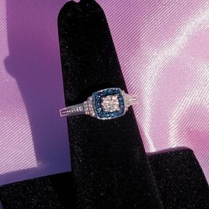 Blue & White Diamond Ring "NEW"